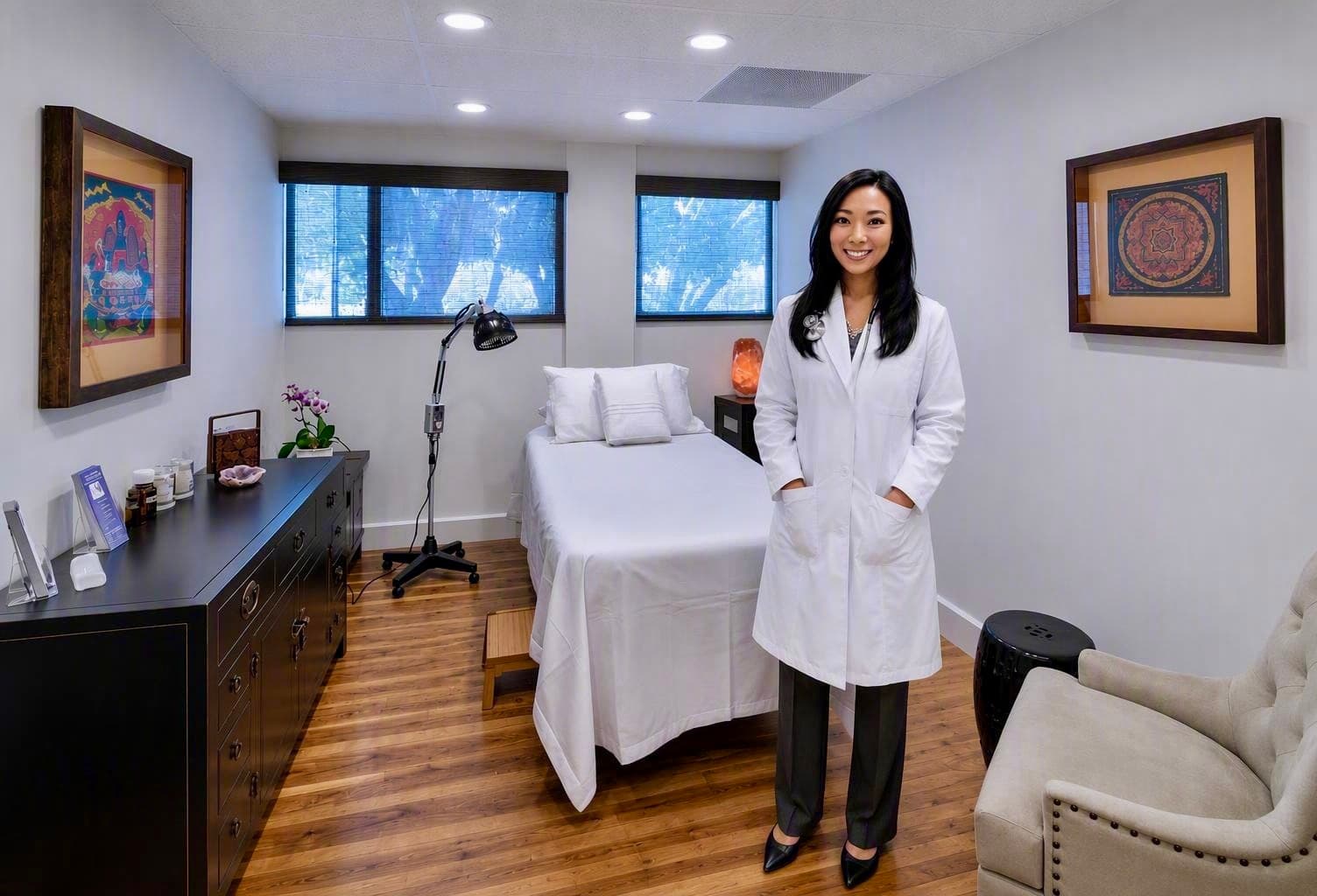 Dr. Chianni Lin in a treatment room at the Santa Monica clinic